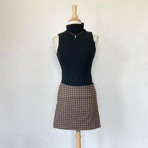 Vintage 90’s Brown Houndstooth Mini Skirt